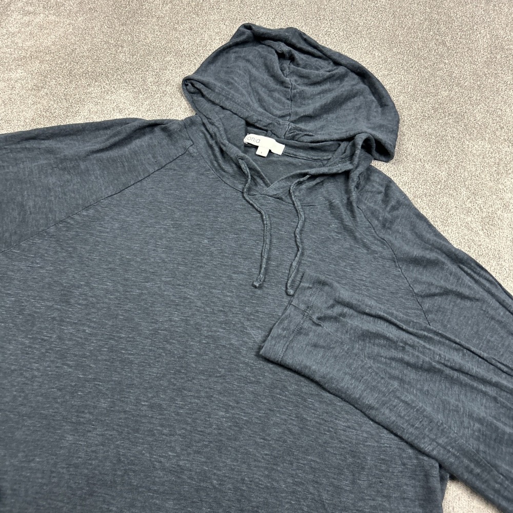 Onia Shirt Mens Large 100% Linen Long Sleeve Gray Hooded Summer Casual Pullover